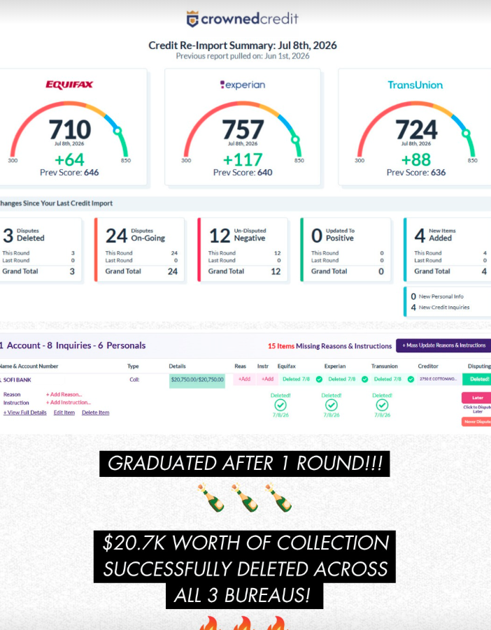 Client credit re-import summary