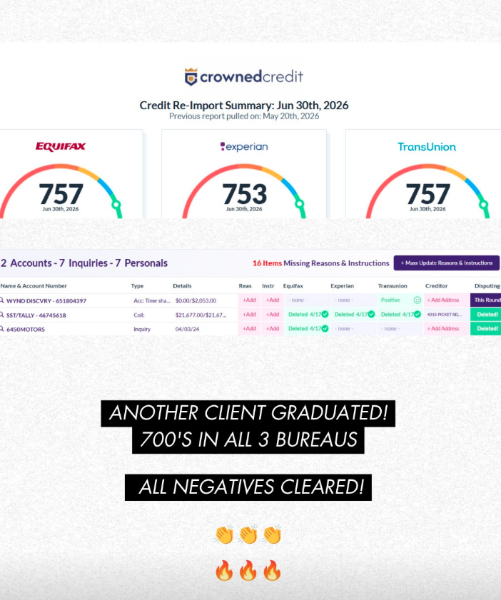 Client credit re-import summary